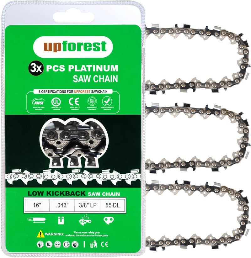 UPFOREST 16 Inch Chainsaw Chain Fits Stihl MS170 MS180 MS180C MS171 MS181 017 018 61 PMM3 55 3610 005 0055 R55 3 PCS (90YNS55X3) - Image 1